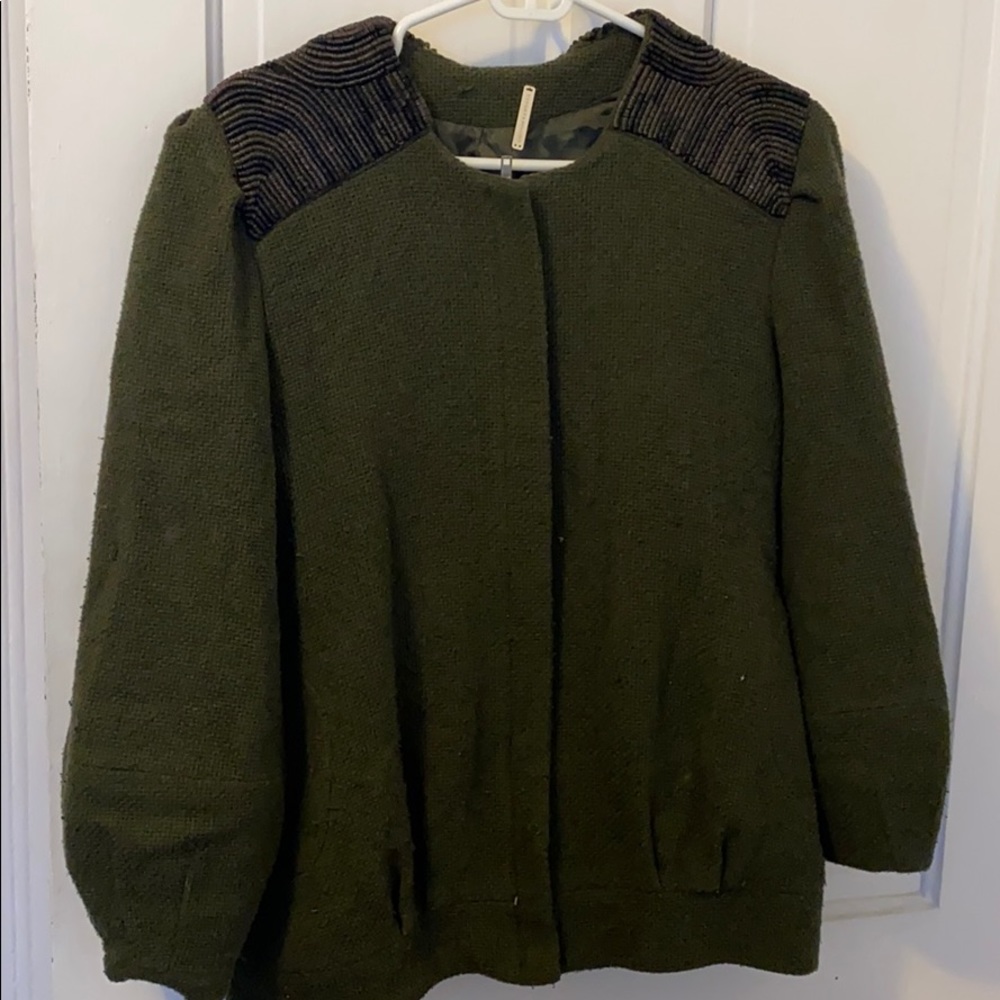 LOEFFLER RANDALL ARMY GREEN KNIT JACKET